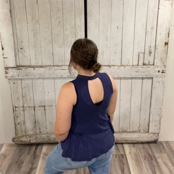 Navy floral halter tank - Picture 3 of 3